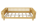Full Size Wood Platform Bed for Kids, Wood Low Profile Full Bed with Rails for Girls and Boys, W2593P445130