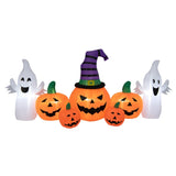 9ft Inflatable Halloween Decor 5 Pumpkins, 2 Ghosts, Internal LED Lights, Waterproof Polyester, 95470629