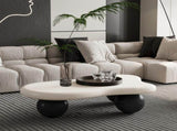 40 Inch Cloud Shaped Coffee Table with 3 Ball Legs for Living Room, White Top Black Legs 31213575