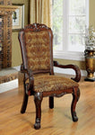 ZUN Formal Traditional Cherry Set of 2pc Arm Chairs Room Brown Damask Print Fabric Solid wood B011P143312