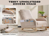Modern Accent Rocking Chair Rocking Chair with Solid Wood Legs, Upholstered Nursery Glider Rocker, 00466721