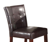 Set of 2 Counter Height Chair PU Upholstered Button-Tufted Backrest Walnut Finish Wooden B2741P333945