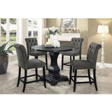 Set of 2 Fabric Upholstered Dining Chairs in Antique Black and Gray B016P156580