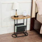 ZUN Acacia Oval Small Side Tables Living Room Small Space With Magazines Organizer Storage Space 54480325
