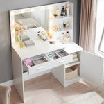 ZUN Vanity Desk with Mirror and Lights, 46.4IN Dressing Table with 2 Large Drawer&Large Vertical 73043116