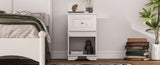 Elegant Design Nightstand with Drawer and Open Shelf for Bedroom, Retro Style Bedside Table with N733P199704K