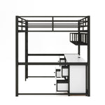 ZUN Full Size Metal Loft Bed with Desk, Drawers and Bedside Tray, Charging Station, USB and socket 91995052