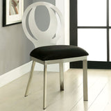 Set of 2 Microfiber and Metal Side Chairs in Silver and Black Finish B016P156808