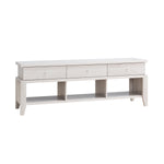 ZUN Modern TV Stand with Three Open Shelves and Three Drawers - White B107131393