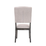 Transitional Dining Chairs Set of 2, Tufted Back Beige Fabric Upholstery Weathered Gray Oak Finish B2741P345901