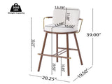 Chaya Indoor Upholstered Bar Stool with Metal Frame, Walnut Finished and Beige Upholstery, Set of 2 N775P340830B