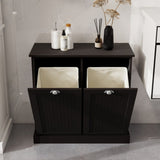 Two-Compartment Tilt-Out Laundry Sorter Cabinet-Black W1120139082