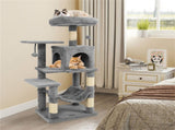 44" Multi-Level Cat Tree with Spacious Top Perch, 2-Door Condo & Hammock for Indoor Cats -Light Gray 72256663