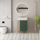 21.6" Open-shelving Bathroom Vanity with Ceramic Sink and Soft-Closing Door, Cloakroom Open Shelf 46799268