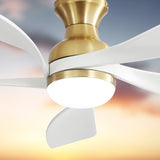 ZUN 52 Inch Modern Ceiling Fan 5 Solid Wood Blades 6 Speed Remote Control Dimmable Reversible DC Motor W882140944