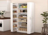 Kitchen Pantry Cabinet White Storage Cabinet Food Pantry with Doors and Adjustable Shelves W409P262446