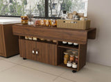 Multi-Functional Folding Table with Storage Shelves and Wheels, 47 Inch Foldable Dining Table for W2700P437587