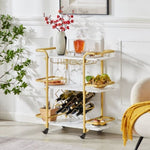 ZUN Painted Three-layer Bar Cart, With Wine Rack And Glass Holder, Suitable for Families And Small 88893934