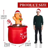 6.5FT Lighted Christmas Inflatable Decoration, Inflatable Gingerbread Man in Cup, Funny Blow Up Yard 05695621