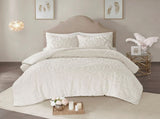 3-Piece Tufted Cotton Chenille Medallion Comforter Set Off-White King/Cal King B03597074