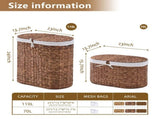 Oval Laundry Hamper with Lid, Woven Natural Water Hyacinth Laundry Hamper 53981278