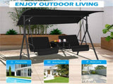 2 Seater Porch Swing Chair with Handy Storage and 360&deg Rotatable Tray Black 77579737