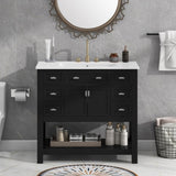 36'' Bathroom Vanity with Top Sink, Modern Bathroom Storage Cabinet with 2 Soft Closing Doors and 6 N710P251586B