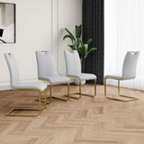 Modern Dining Chairs with Faux Leather Padded Seat Dining Living Room Chairs Upholstered Chair with W210127296