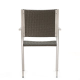 ZUN Cape Coral Outdoor Wicker Dining Chairs with Aluminum Frames, 2-Pcs Set, Grey 60449.00