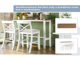 Farmhouse 48"Rectangular Wood Bar Height Dining Set Kitchen Breakfast Nook with 2 Chairs for N717P498378B