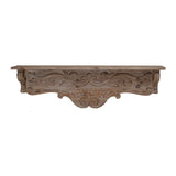 ZUN 31.5x7x9.5" Timeless Fir Wood Floating Wall Shelf with Floral Motif W2078P223129