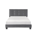 1pc Full Platform Bed Dark Gray Velvet Upholstered Adjustable Height Headboard Button Tufted Solid B011P203578