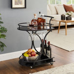 ZUN Black 2-Tier Bar Cart, Slide Bar Serving Cart, Retro Style Cart for Kitchen, Beverage Cart with 23951514