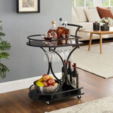 ZUN Black 2-Tier Bar Cart, Slide Bar Serving Cart, Retro Style Cart for Kitchen, Beverage Cart with W2167P177331