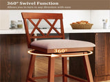 2-Pack 29" Swivel Bar Stools - Solid Rubber Wood Frame, Ergonomic Curved Backrest 59551607