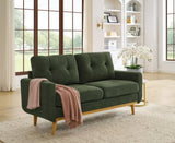 67.7" Wide Mid-Century Modern Upholstered Tufted Loveseat Sofa With Wooden Legs B343P339291