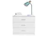 3-Drawer Tall Cabinet Particleboard Bedside Table with Textured Melamine Finish White 32152387