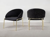 Onyx Modern Style 2PC Chairs made with Velvet fabric and Gold coated metal Legs - Black B009P332650