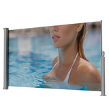 71"x138" Patio Retractable Side Awning Screen, semi-transparent with UV printing, ideal for blocking W2205P305890