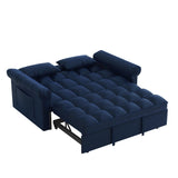 Loveseats Sofa Bed with Pull-out Bed,Adjsutable Back-Blue W487P263843