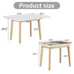 ZUN Imitation marble white sintered stone tabletop with rubber wooden legs, computer desk, W1512P284842