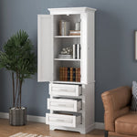 ZUN Tall Storage Cabinet with Three Drawers for Bathroom/Office, White WF299282AAK