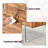 ZUN Natural Style MDF Coffee Table - 39.3"x21.6" with Tempered Glass Legs.Density Board W1151P233514