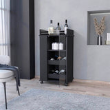 Lusk Bar Cart with 2-Bottle Holder Shelf, Glass Door and Casters B128P176152