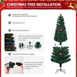 ZUN 6 FT Pre-lit Christmas Tree, Artificial Fiber Optic Christmas Tree with Lighted Top Star and 220 97014483