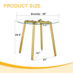 ZUN Modern Luxurious Round Tempered Glass Dining Table with Gold 7-Shaped Metal Legs,suitable for family W1151P199012