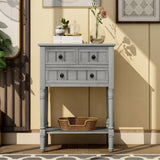 Narrow Console Table, Slim Sofa Table with Three Storage Drawers and Bottom Shelf for Living Room, 66646319