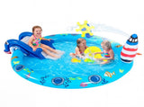 74 " Inflatable Marine Spray Pool with Shark Slide & Lighthouse Sprinkler, Kids Water Play Center 00427621