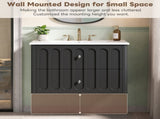 30" Modern Floating Bathroom Vanity with Oval Knobs & Round Edge, Soft-Close Drawer Slides, Bathroom 20155668