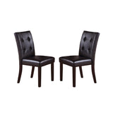 ZUN Leroux Upholstered Dining Chairs With Button Tufted, Dark Brown SR011078